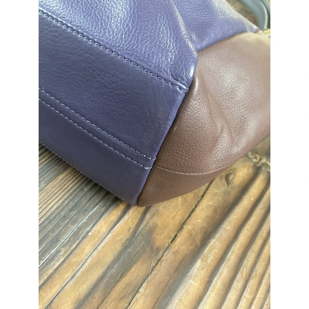 OrYani Pebbled Leather Double Zip Purse Color Block Purple,Teal & Burgandy